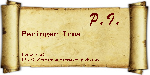 Peringer Irma névjegykártya